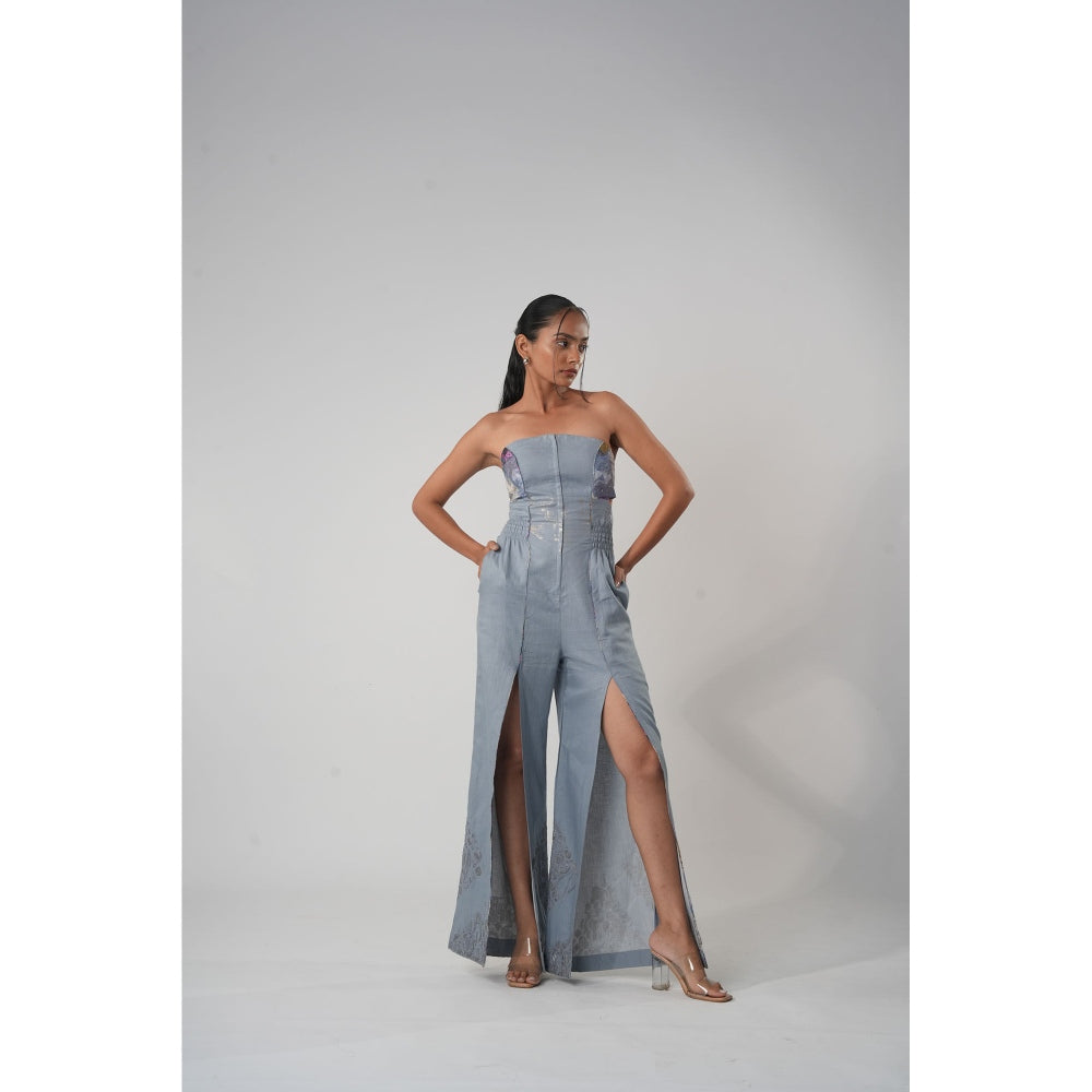 Orthodox Blue Warli Thigh Slits Jumpsuit