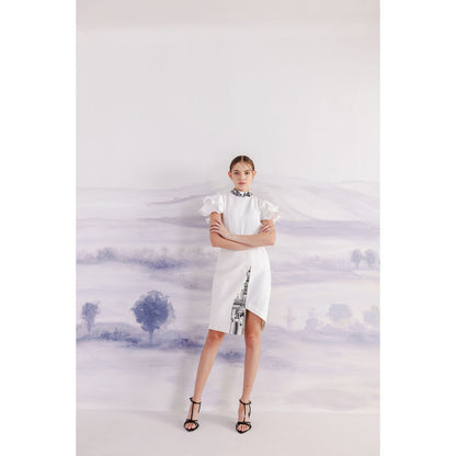 Orthodox White Imperial Flare Toga Bodysuit with Sleeves