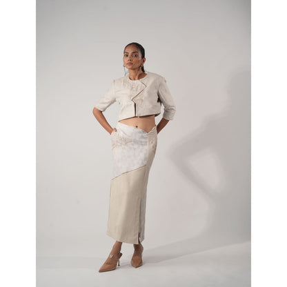 Orthodox Ivory Asymmetrical Denim Cropped Jacket