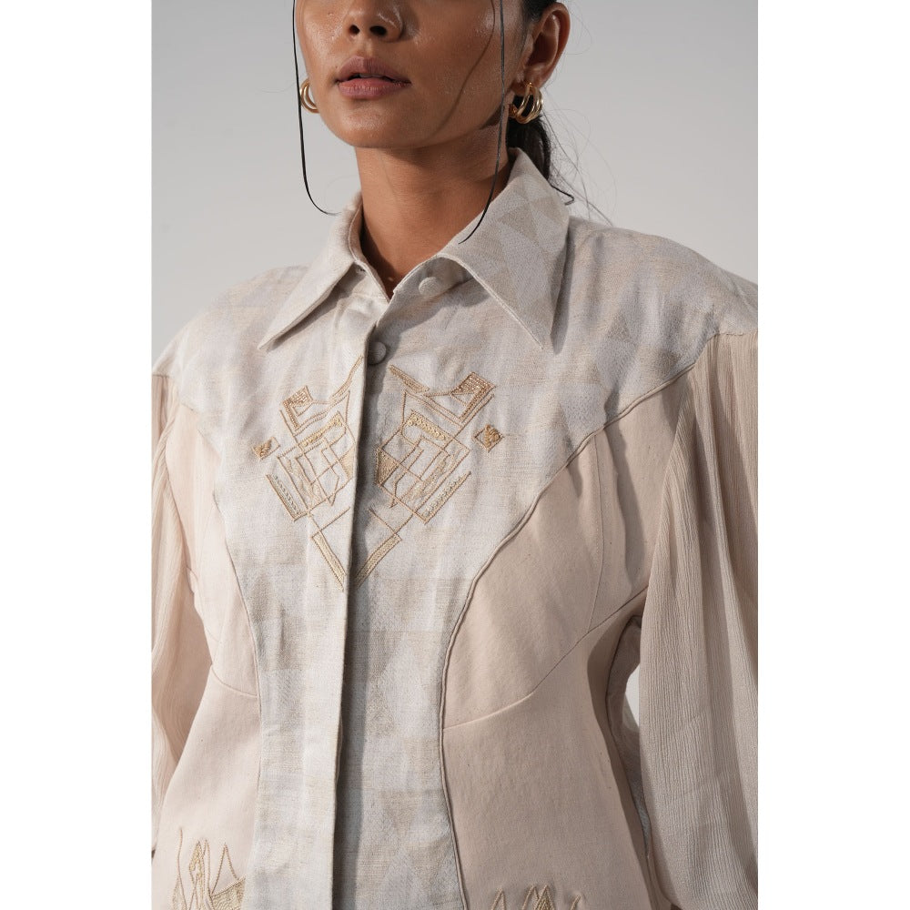 Orthodox Ivory Triangle Print Hemp Shirt