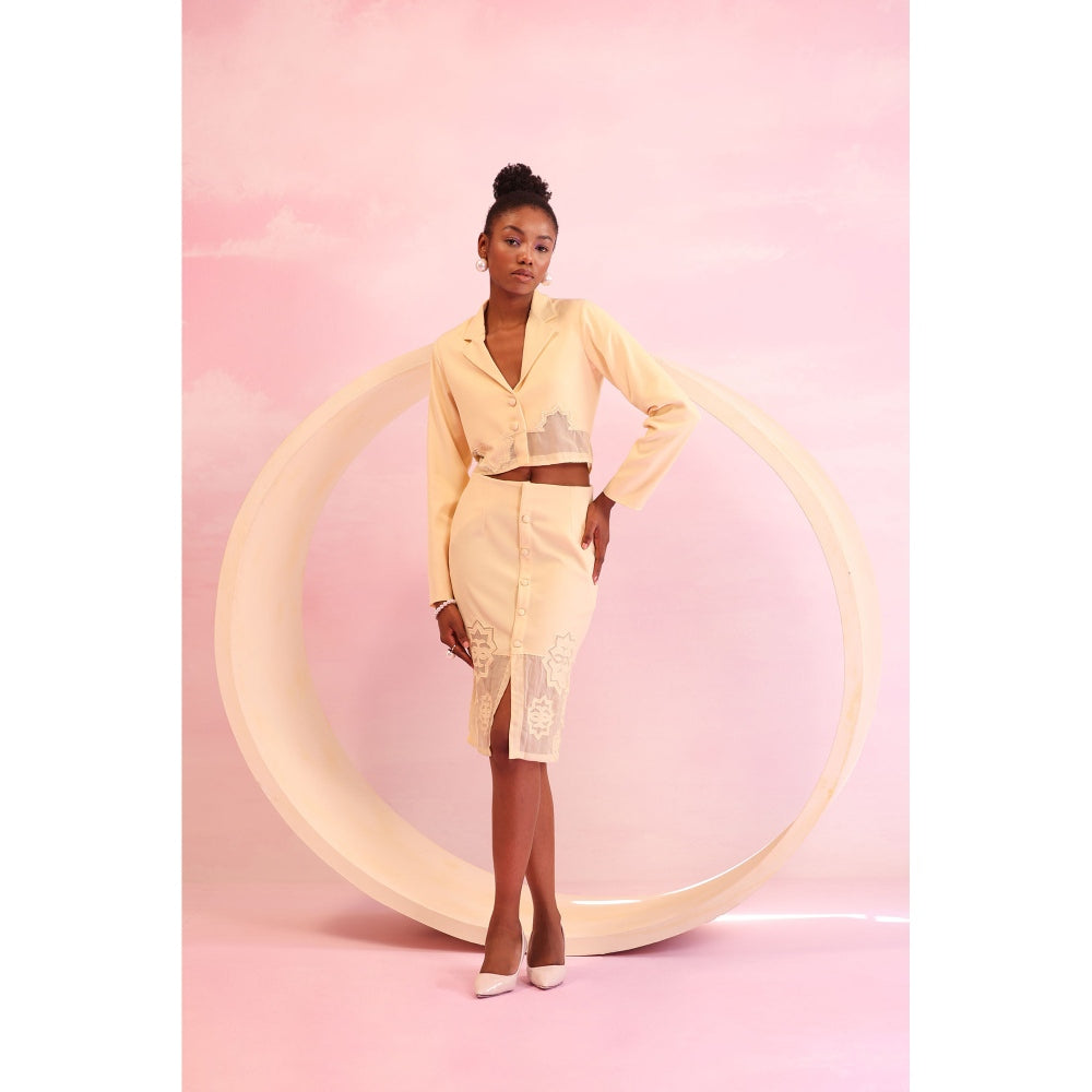 Orthodox Cream Pearl Edge Crop Blazer