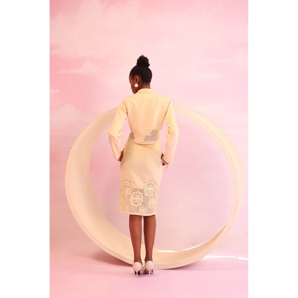 Orthodox Cream Pearl Edge Crop Blazer