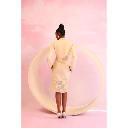 Orthodox Cream Pearl Edge Crop Blazer