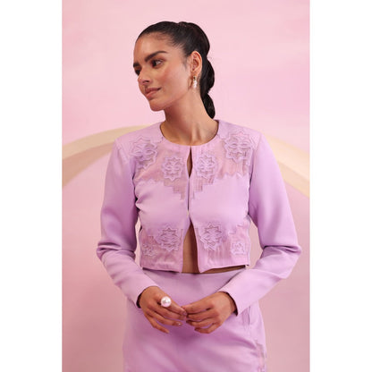 Orthodox Lavender Grove Whisper Crop Top with Tree Of Life Embroidery