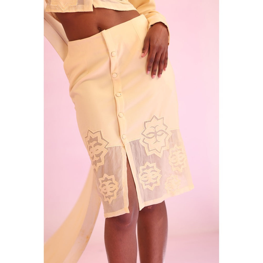 Orthodox Cream Garden Etch Pencil Skirt