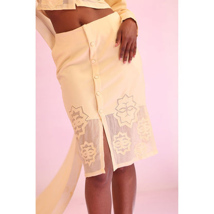 Orthodox Cream Garden Etch Pencil Skirt