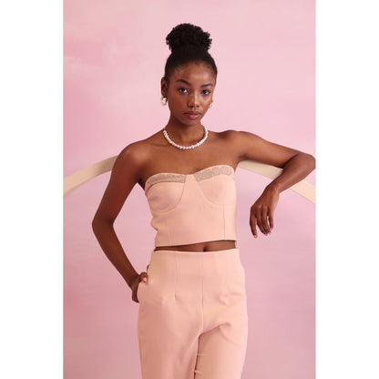 Orthodox Beige Verdant Embrace Crop Top