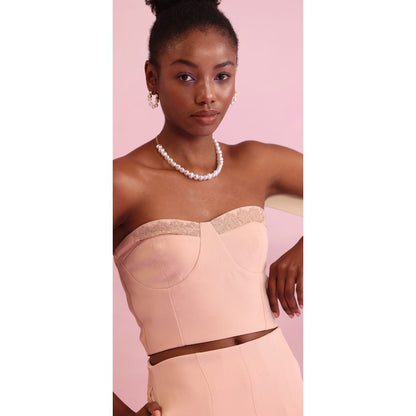 Orthodox Beige Verdant Embrace Crop Top