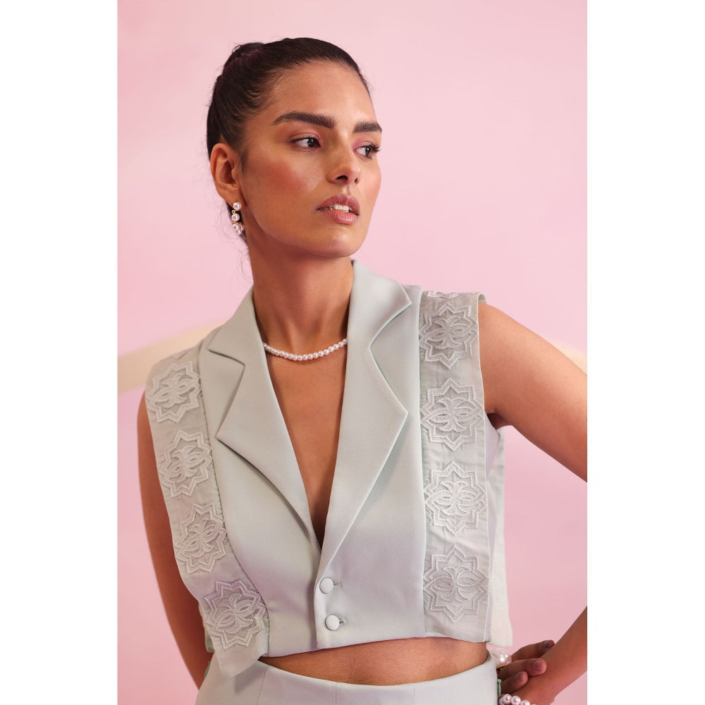 Orthodox Grey Mystic Mesh Notch Lapel Vest Top