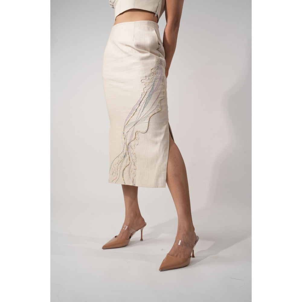 Orthodox Beige Nurturer Embroidered Skirt