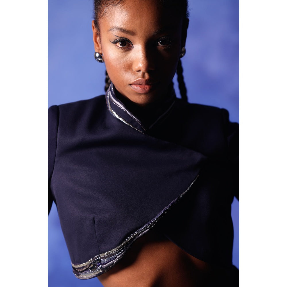 Orthodox Navy Blue Zahra Overlap Jacket