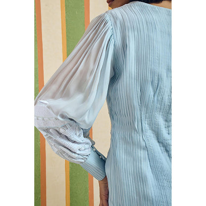 Orthodox Square Fluid Mini Blue Organza Dress
