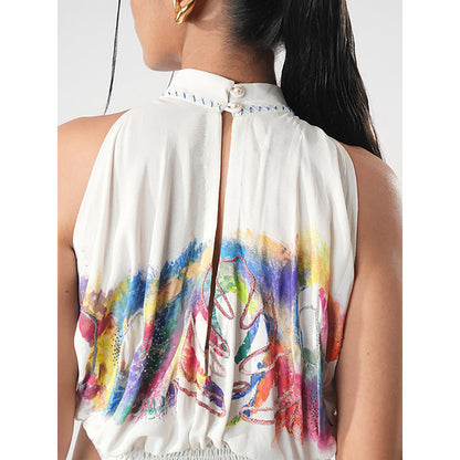 Orthodox Whimsy Art Swing White Crepe Dress