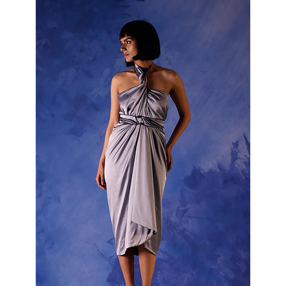 Orthodox Ibis Halter Drape Midi Dress