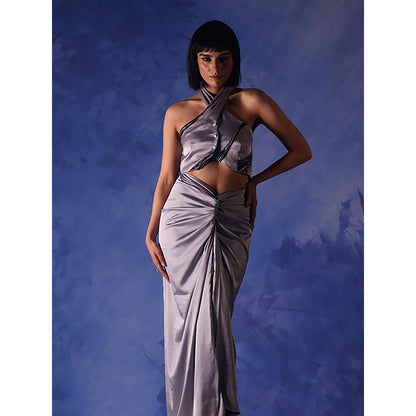 Orthodox Ibis Halter Drape Midi Dress