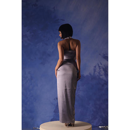 Orthodox Ibis Halter Drape Midi Dress