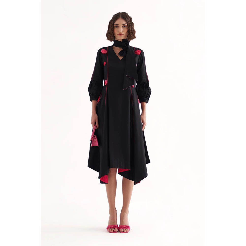 Our Love Cirrus Black Cotton Midi Dress