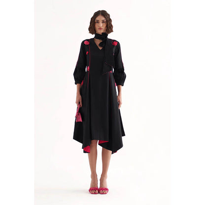 Our Love Cirrus Black Cotton Midi Dress