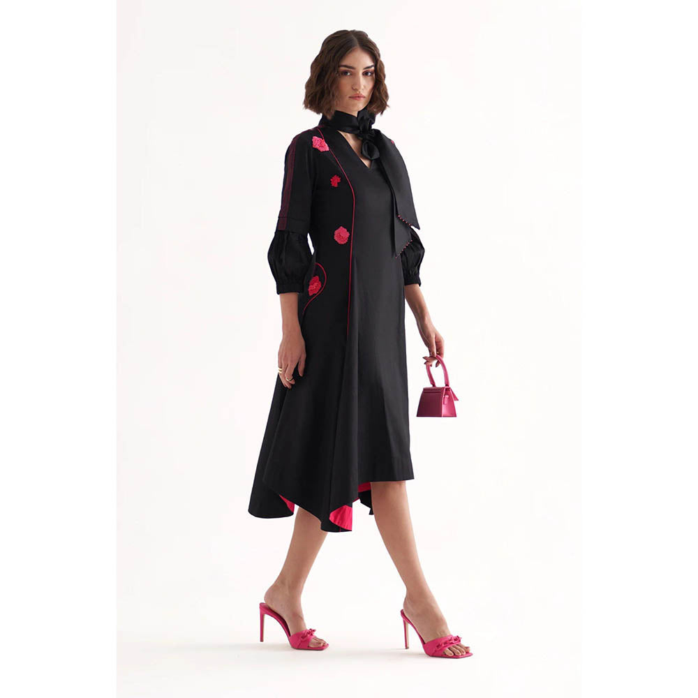 Our Love Cirrus Black Cotton Midi Dress