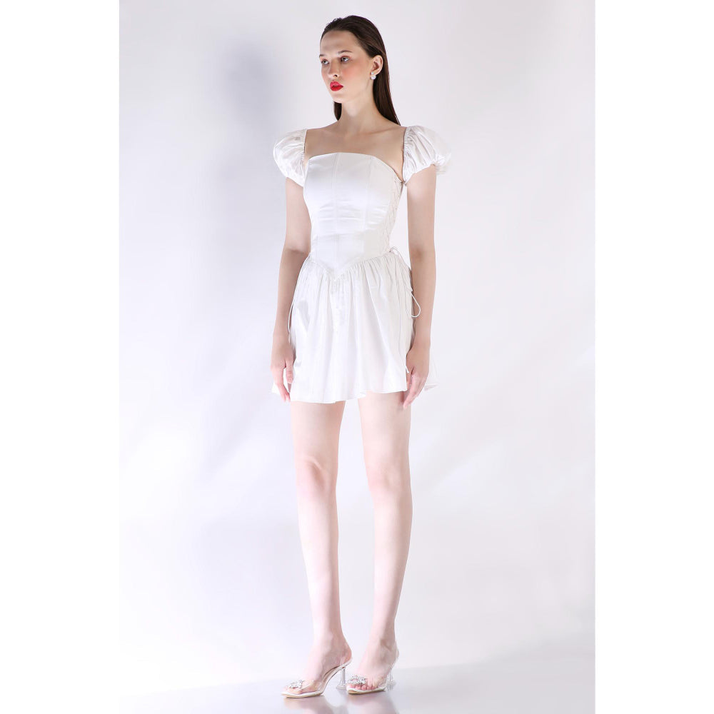Ozeqo Womens White Dress with Pair Of Detachable Sleeves (Set of 2)