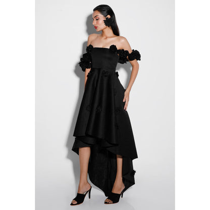 Ozeqo Womens Black Dress with Pair Of Detachable Shoulder Strap (Set of 2)