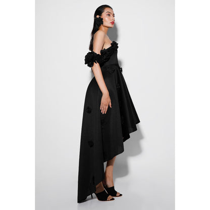 Ozeqo Womens Black Dress with Pair Of Detachable Shoulder Strap (Set of 2)