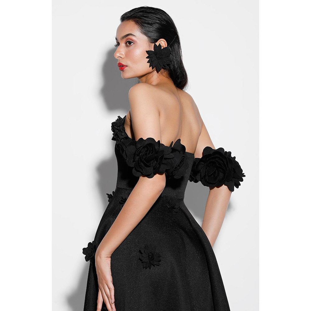Ozeqo Womens Black Dress with Pair Of Detachable Shoulder Strap (Set of 2)