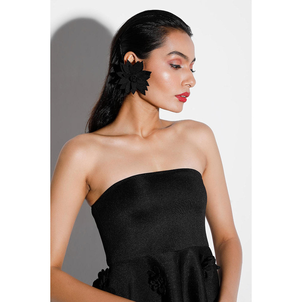 Ozeqo Womens Black Dress with Pair Of Detachable Shoulder Strap (Set of 2)