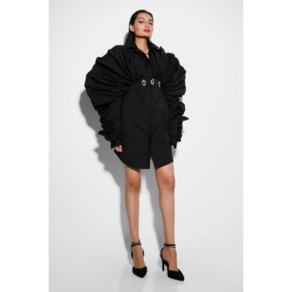 Ozeqo Womens Black Dress with Belt (Set of 2)