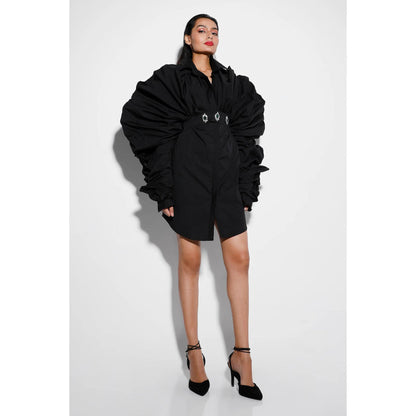Ozeqo Womens Black Dress with Belt (Set of 2)