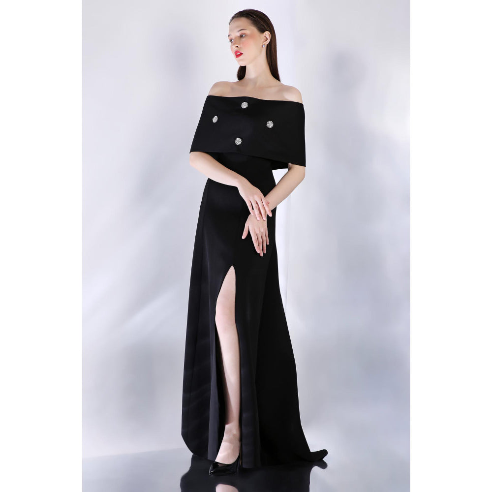 Ozeqo Womens Black Dress with Wrap (Set of 2)