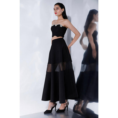 Ozeqo Womens Black Top with Skirt (Set of 2)