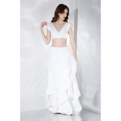 Ozeqo Womens White Top with Skirt (Set of 2)