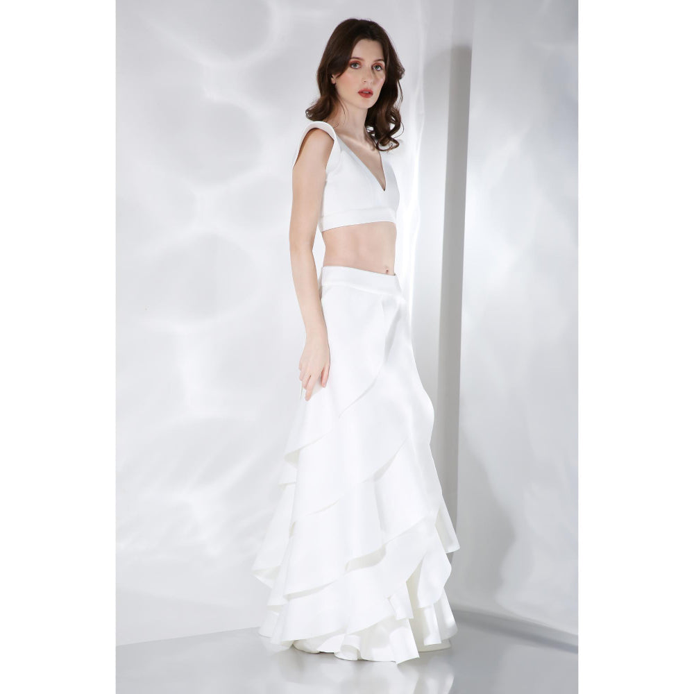Ozeqo Womens White Top with Skirt (Set of 2)
