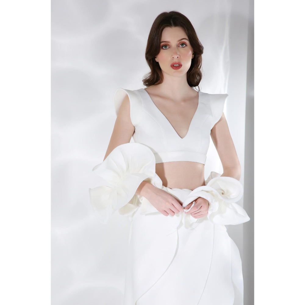 Ozeqo Womens White Top with Skirt (Set of 2)