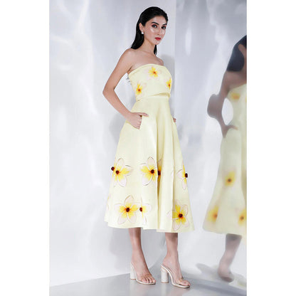 Ozeqo Womens Yellow Dress with Wrap (Set of 2)