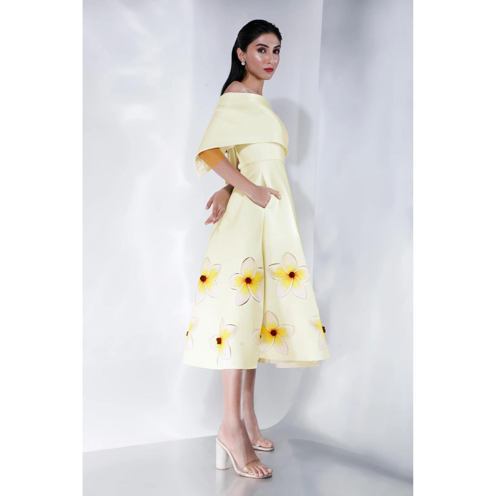 Ozeqo Womens Yellow Dress with Wrap (Set of 2)