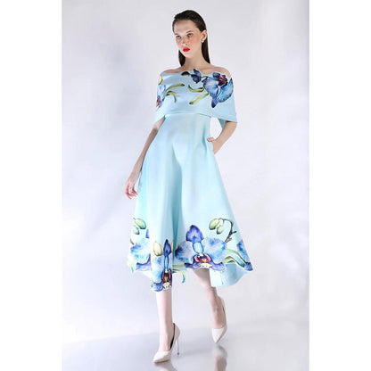 Ozeqo Womens Blue Dress with Wrap (Set of 2)