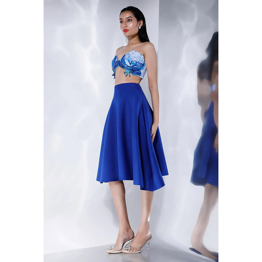Ozeqo Womens Blue Bralette with Skirt (Set of 2)