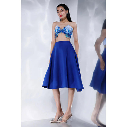 Ozeqo Womens Blue Bralette with Skirt (Set of 2)