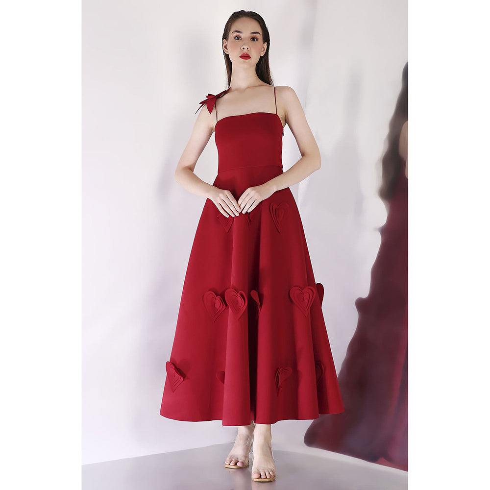 Ozeqo Maroon Should Straps Midi Dress