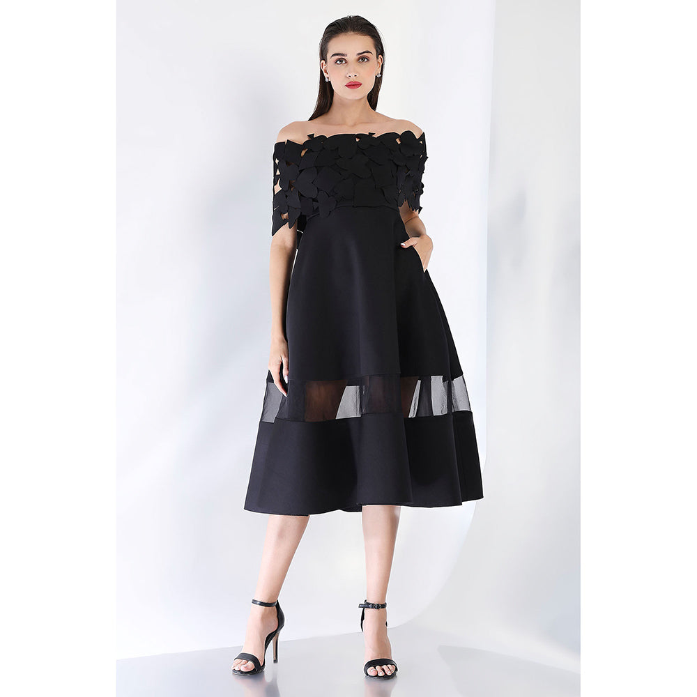 Ozeqo Black Fit and Flare Dress and Wrap