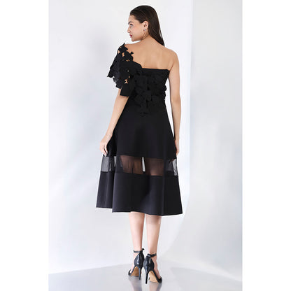 Ozeqo Black Fit and Flare Dress and Wrap
