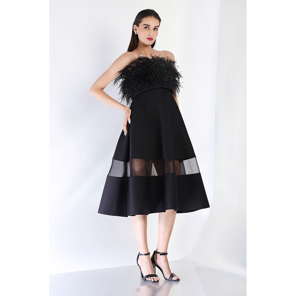 Ozeqo Black Fit and Flare Dress and Wrap