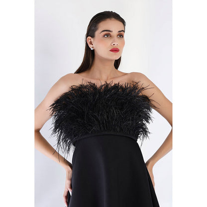 Ozeqo Black Fit and Flare Dress and Wrap
