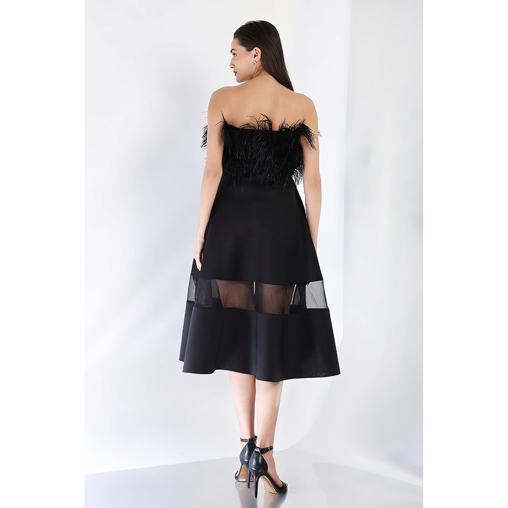 Ozeqo Black Fit and Flare Dress and Wrap