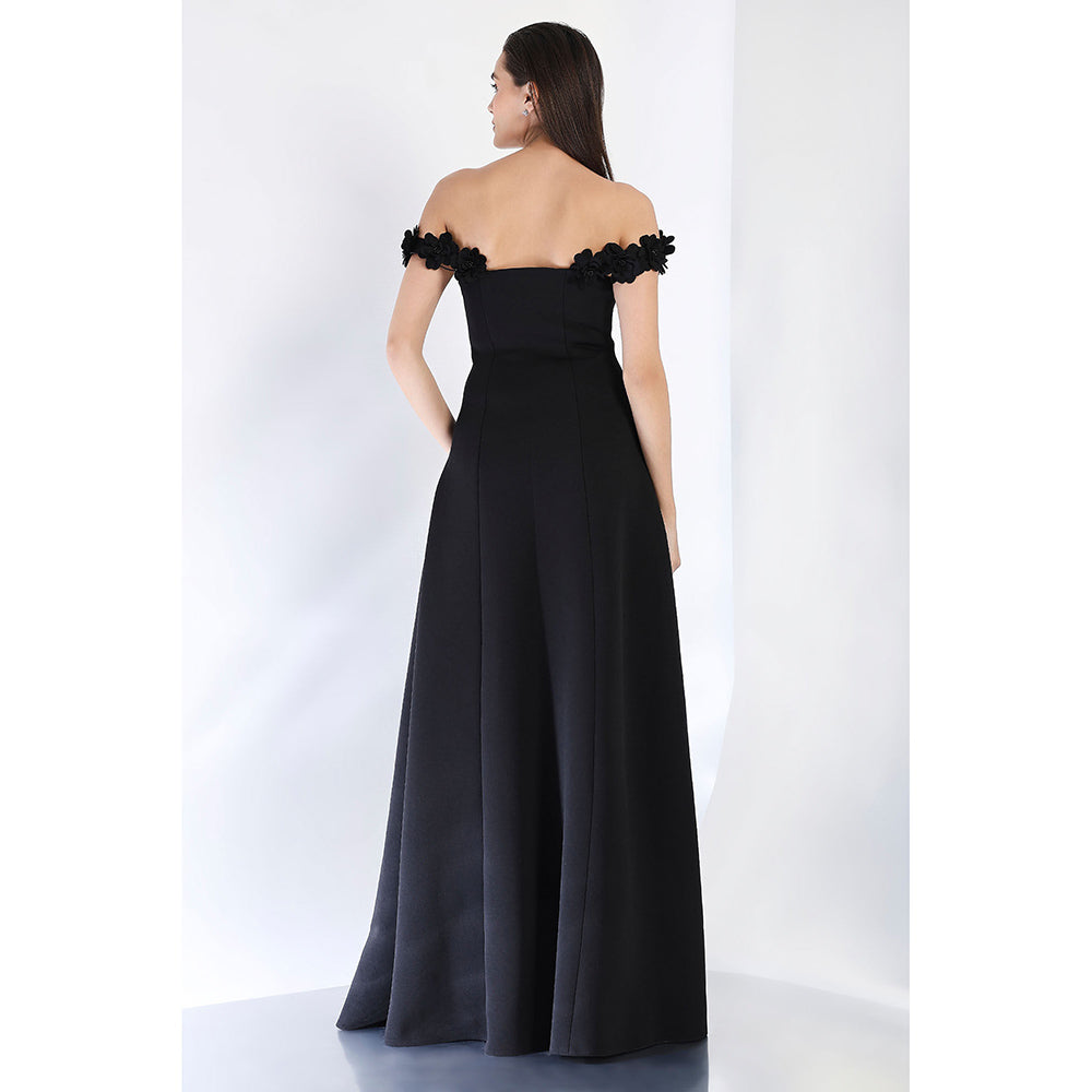 Ozeqo Black Solid Maxi Dress