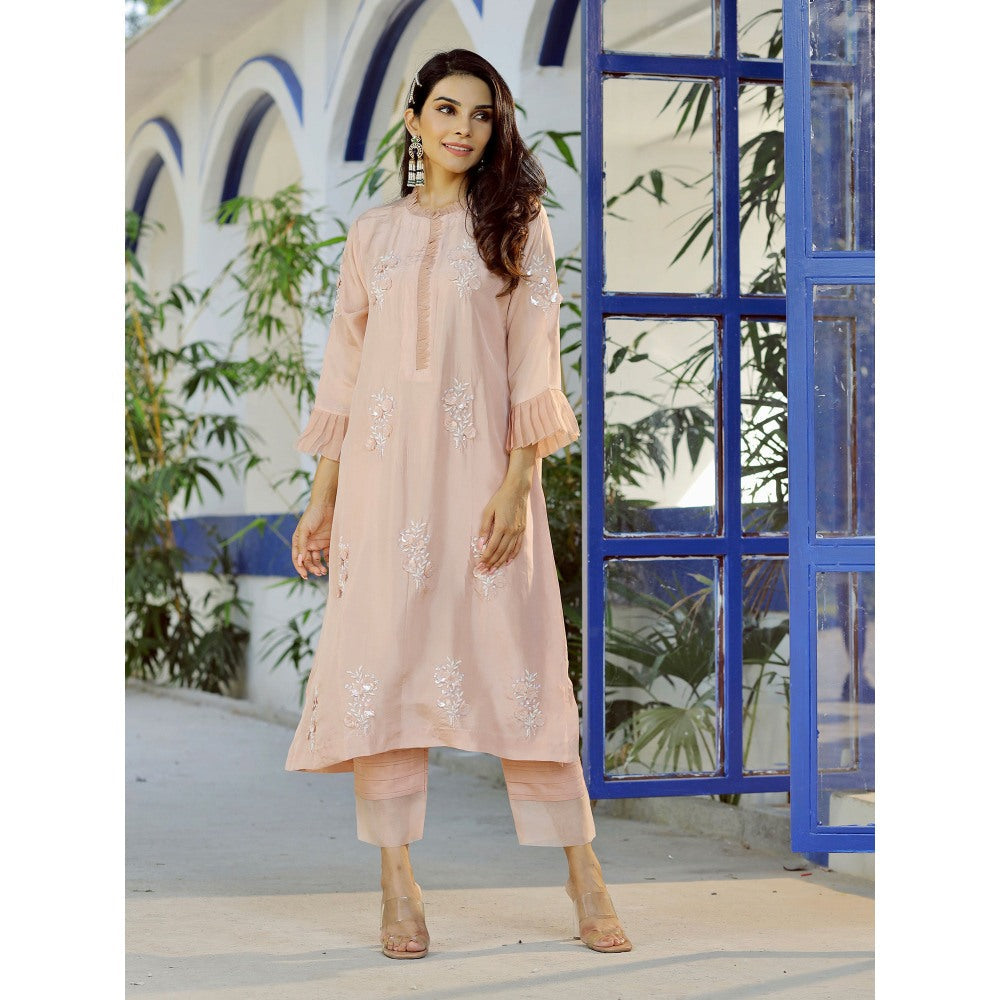 Pairaahan Sahira Pink Embroidered Kurta (Set of 2)