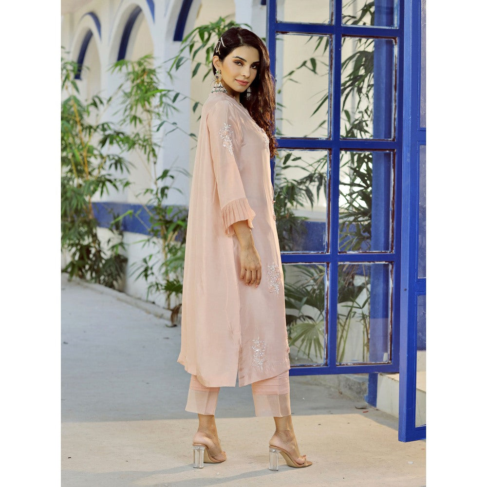 Pairaahan Sahira Pink Embroidered Kurta (Set of 2)