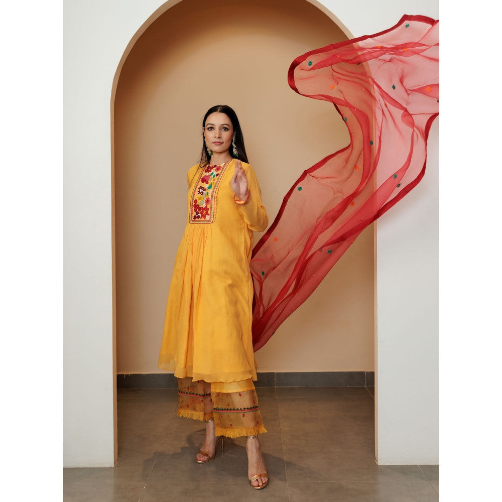 Pairaahan Mehr Kurta Yellow (Set of 3)